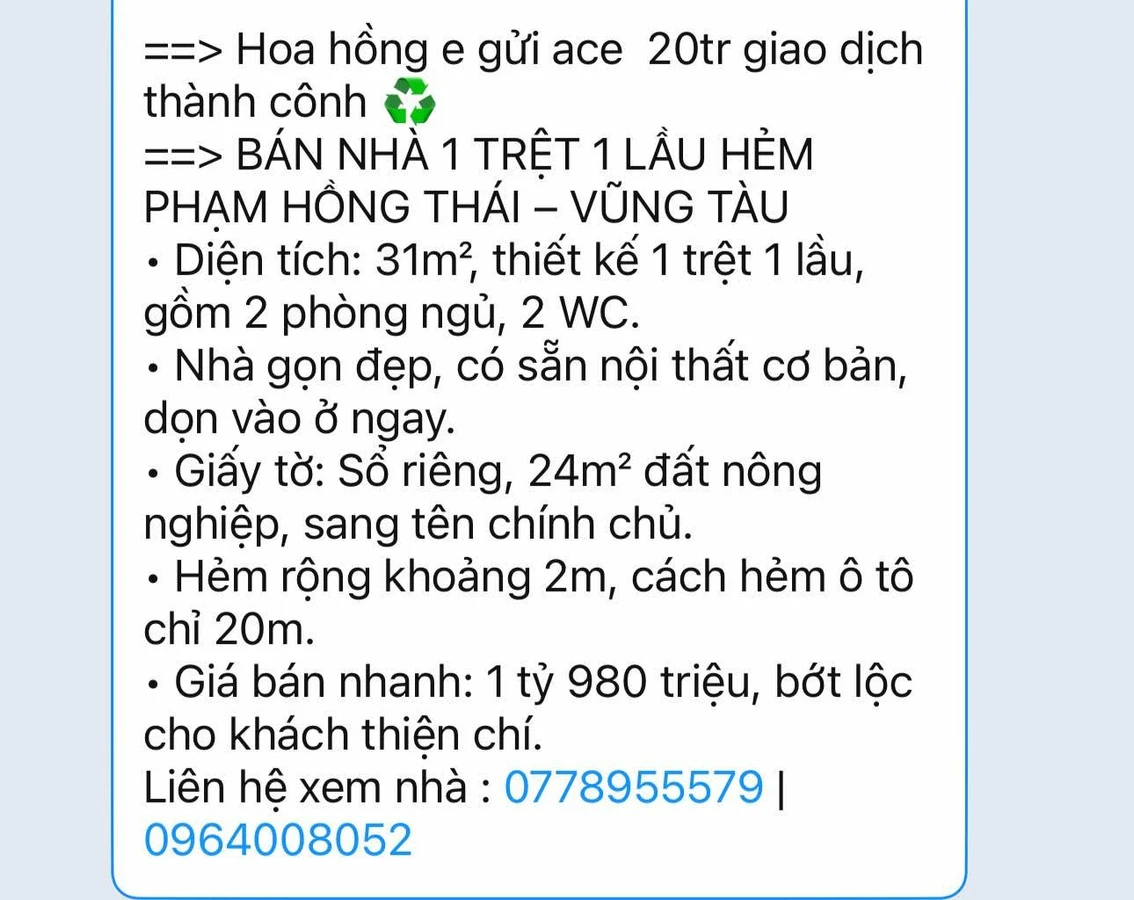 Bán nhà 1 trệt 1 lầu 31m², 2PN 2WC, Vũng Tàu - Ảnh 1