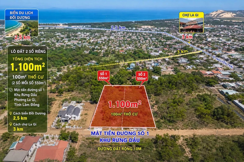 Bán đất 1.100m² mặt tiền Đường Số 1, Bình Thuận, giá 2 tỷ 6