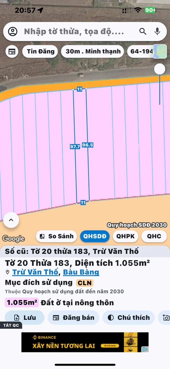 Bán đất mặt tiền Nhựa Thiếu Niên, Bình Dương 100m² - Ảnh thu nhỏ 2