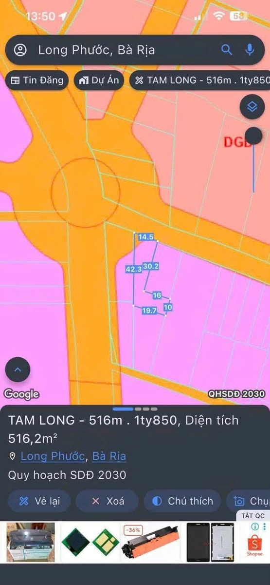 Bán 516m2 đất vườn tại Phường Tam Long, Bà Rịa, giá 1 tỷ 750 - Ảnh thu nhỏ 4