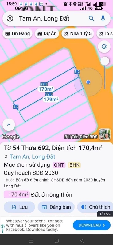 Bán 2 lô đất 100m² tại Long Điền, gần biển Long Hải, Vũng Tàu 1,635 tỷ