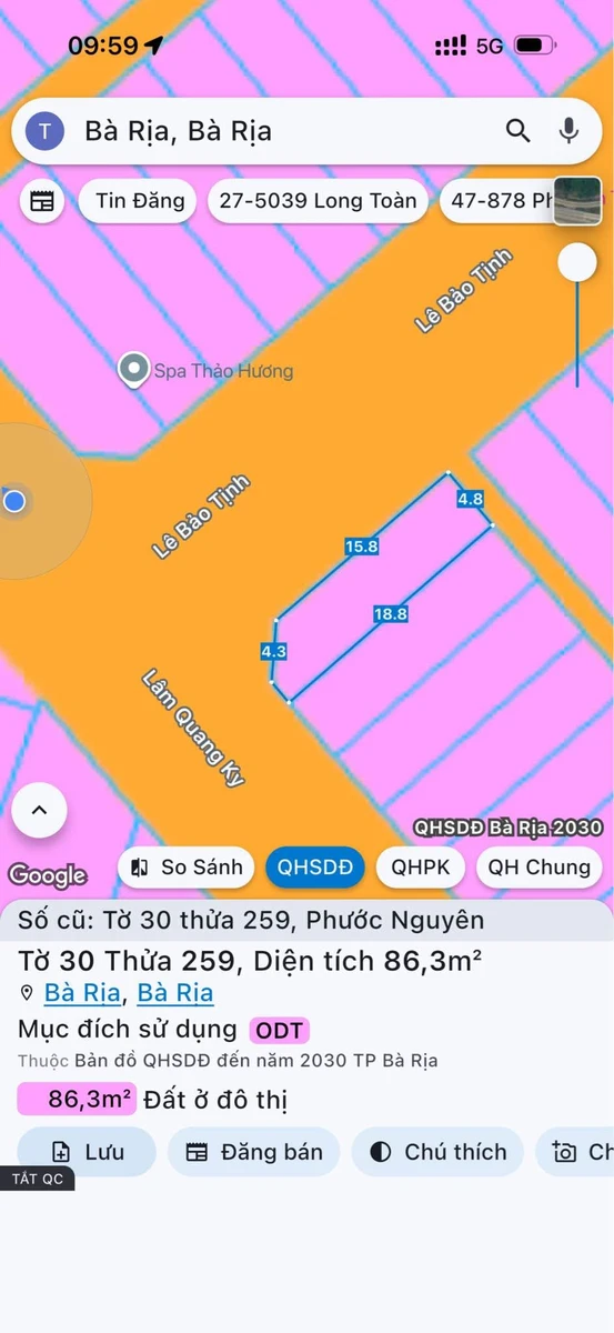Bán đất góc 2 mặt tiền Bà Rịa 86m2 - Ảnh thu nhỏ 3
