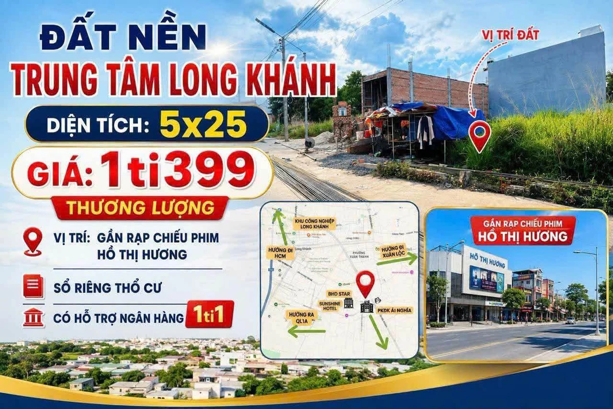 Bán đất nền 5x25m (125m²) Long Khánh, Đồng Nai, giá 1 tỷ 390 triệu - Ảnh 1