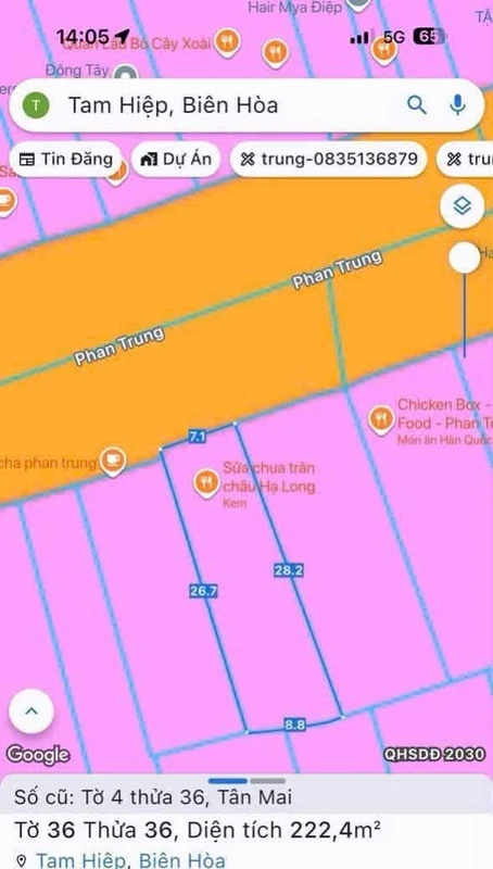 Bán đất mặt tiền Phan Trung Tâm Hiệp 224m2
