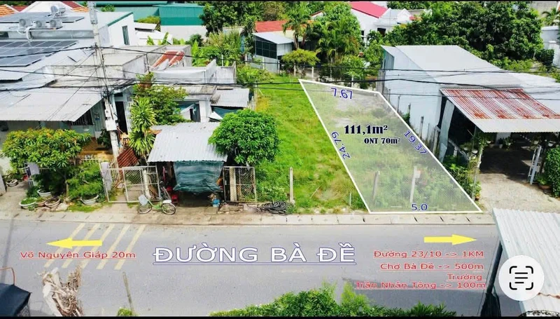 Bán lô đất mặt đường Bà Đề, Diên Khánh, 111m2, 2.95 tỷ