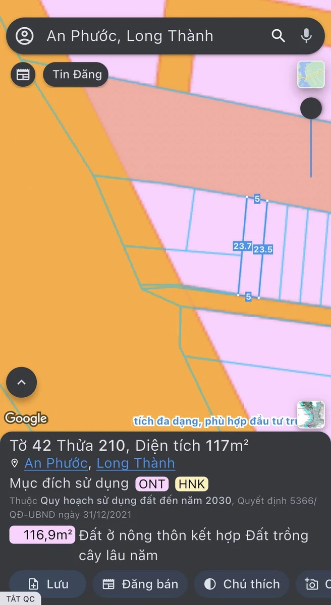 Bán đất thổ cư 117m2 sổ hồng riêng gần QL51, An Phước, Long Thành, Đồng Nai giá 1,6 tỷ - Ảnh thu nhỏ 2