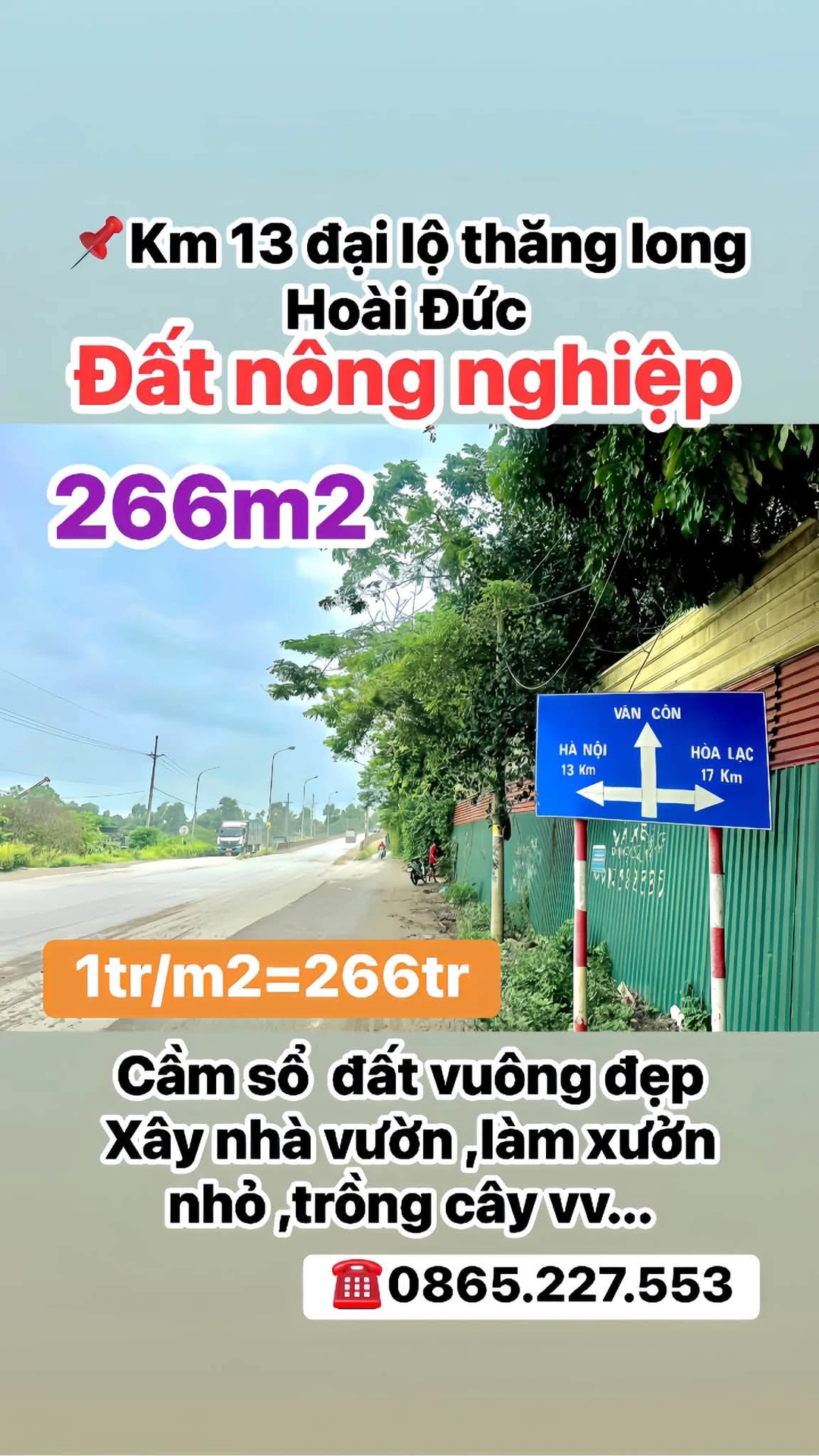 Bán đất nông nghiệp 266m² Hoài Đức, Hà Nội - Ảnh 1