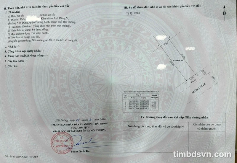 Bán đất 100m² mặt tiền 5m Anh Dũng 5, Hải Phòng