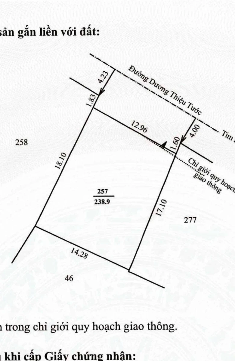 Bán đất mặt tiền Dương Thiệu Tước, Huế, 239m², 25tr/m² - Ảnh thu nhỏ 5