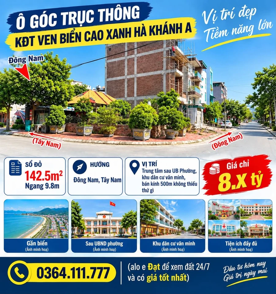 Đất góc 142.5m2 hướng Đông Nam KĐT Cao Xanh Hà Khánh - Ảnh 1