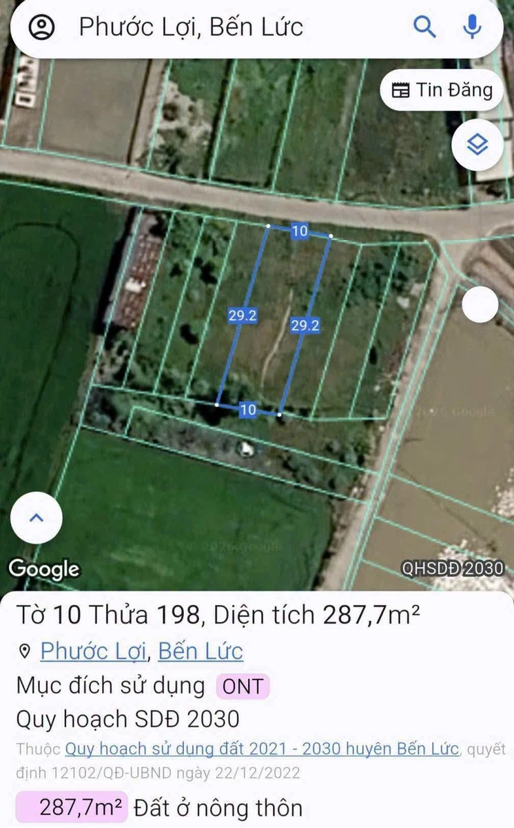 Bán đất thổ cư mặt tiền đường đan 300m2 ấp 3B Phước Lợi, Bến Lức - Ảnh thu nhỏ 2