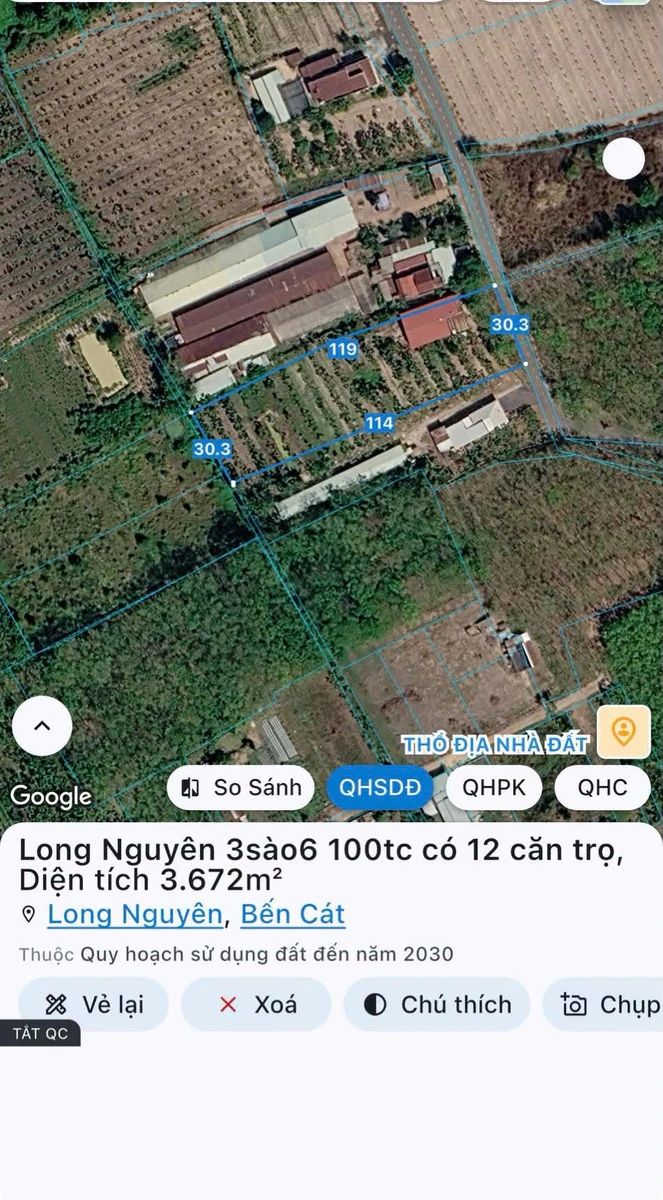 Bán đất Long Nguyên Bến Cát 30x119m có 12 căn trọ - Ảnh 1