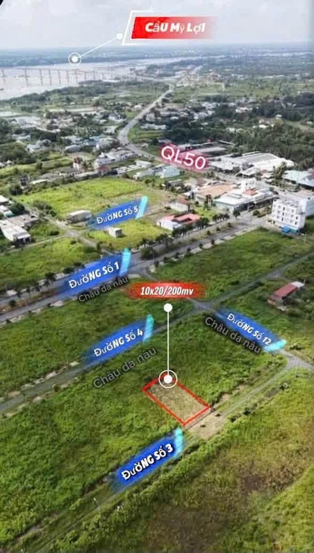 Bán nền biệt thự 200m2 Khu đô thị Phước Đông, Long An