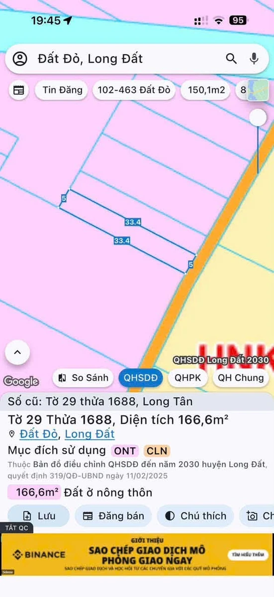 Bán đất 166,6m2 mặt tiền bê tông Đất Đỏ 550 triệu - Ảnh 1