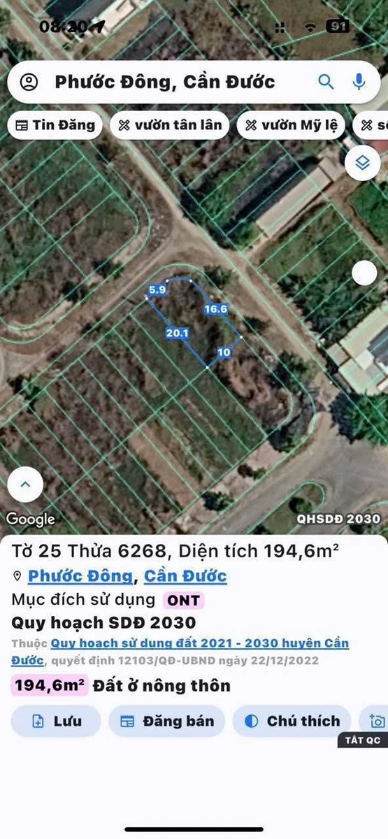 Bán đất lô góc 200m2 KDC Phước Đông, Cần Đước, Long An giá 1,6 tỷ - Ảnh thu nhỏ 3