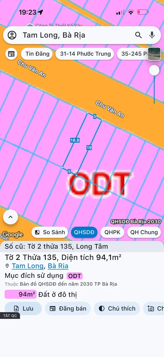 Bán đất thổ cư mặt tiền đường Chu Văn An, 5x19m, Long Tâm, TP Bà Rịa - Ảnh thu nhỏ 3