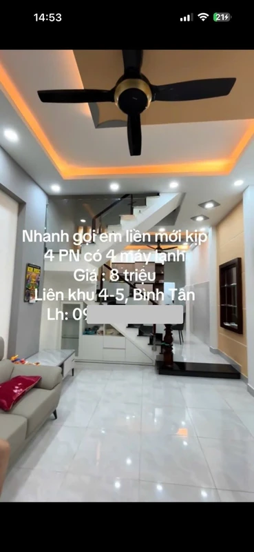 Nhà cho thuê 72m2, 4 phòng ngủ, Bình Hưng Hoà B, Bình Tân