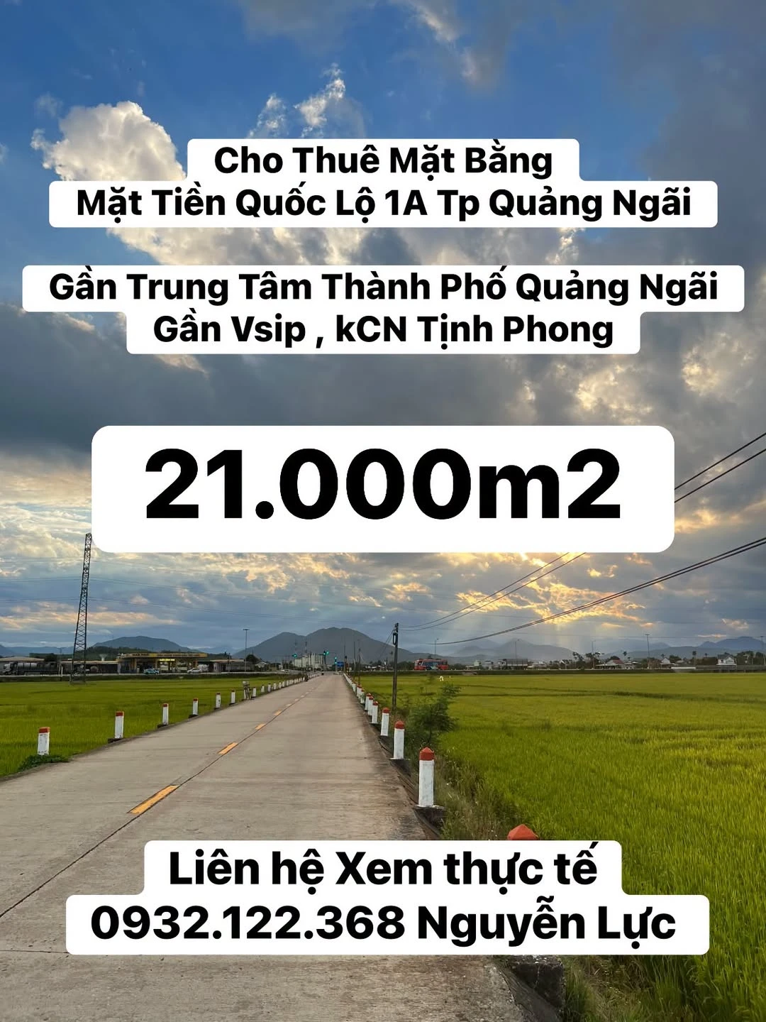 Cho thuê mặt bằng 21.000m2 mặt tiền Quốc Lộ 1A, Quảng Ngãi - Ảnh 1