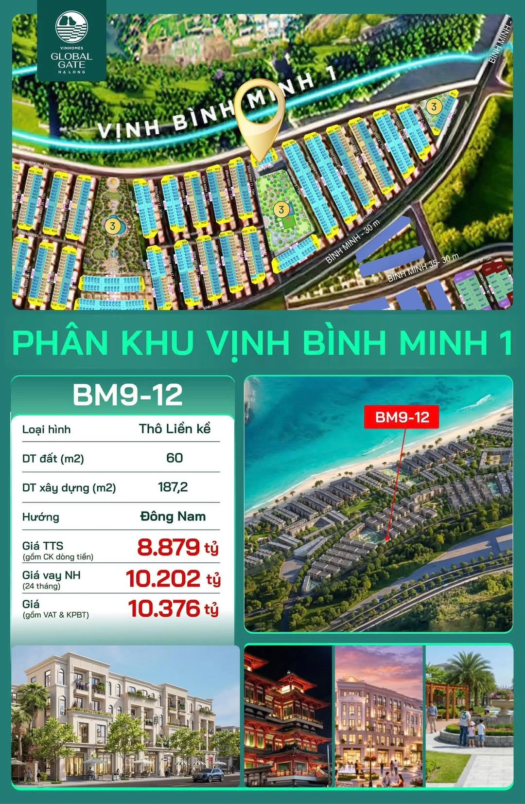 Bán nhà liền kề góc BM9-12 Vinhomes Global Gate Hạ Long 60m2, 4 tầng, giá 8,8 tỷ - Ảnh 1