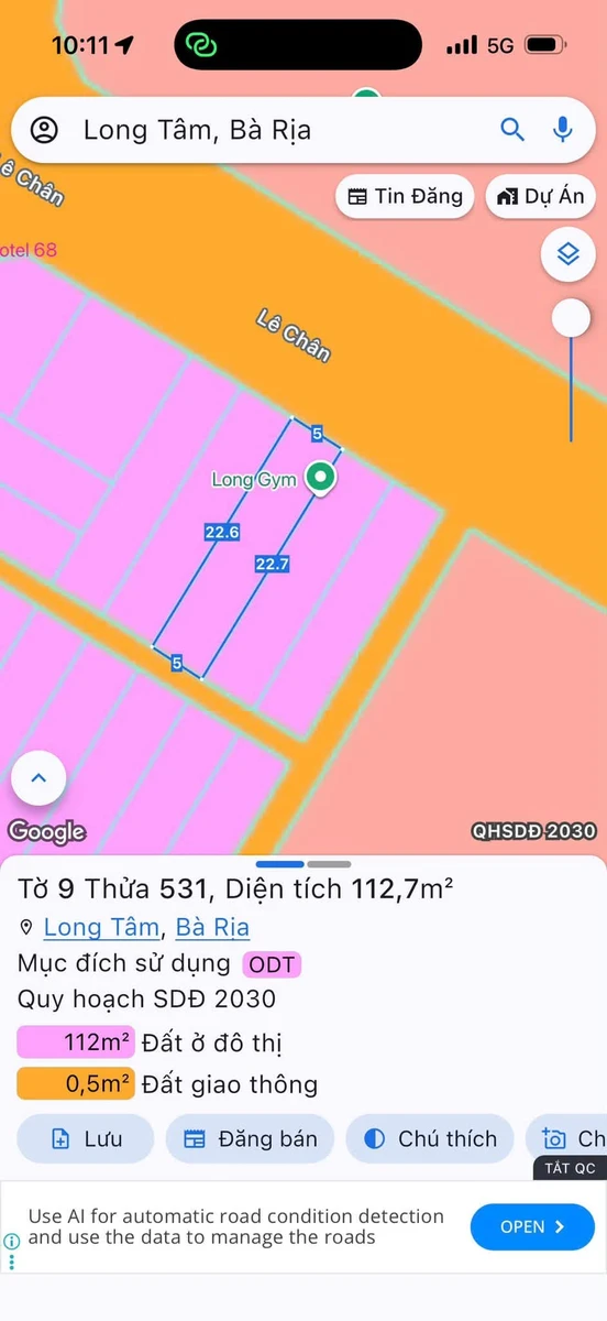 Bán lô đất mặt tiền Lê Chân 112m² Bà Rịa - Ảnh thu nhỏ 2