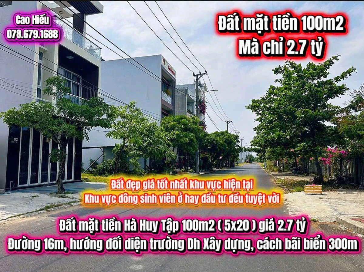 Bán đất mặt tiền Hà Huy Tập 100m2, Phú Yên 2.7 tỷ - Ảnh 1