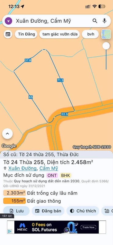 Bán đất 2.458m² cạnh Sân bay Long Thành, giá 5 tỷ