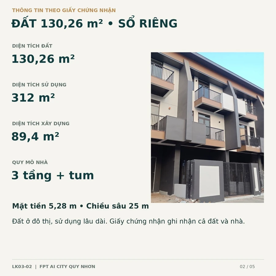 Bán nhà liền kề FPT AI City Quy Nhơn, 312 m², có sổ riêng - Ảnh thu nhỏ 2