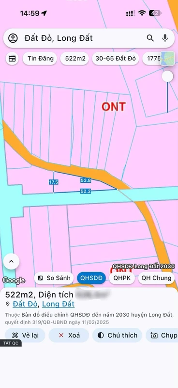 Bán đất 522m2 mặt tiền Láng Dài, Đất Đỏ, Nhà Bè
