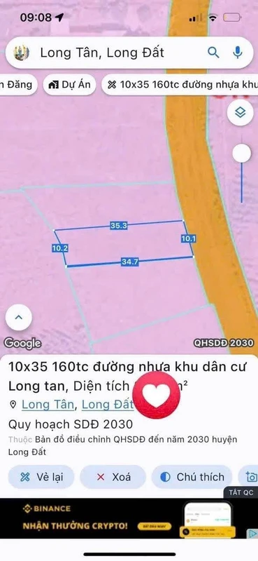 Bán đất vườn 350m² Long Tân Đất Đỏ 1 tỷ 750 triệu