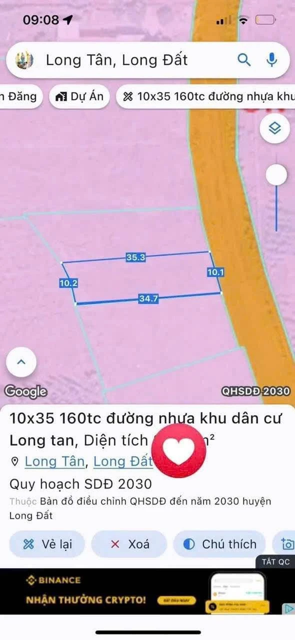 Bán đất vườn 350m² Long Tân Đất Đỏ 1 tỷ 750 triệu - Ảnh 1
