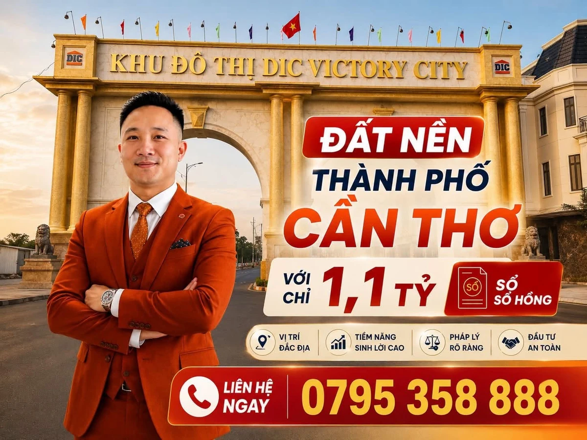 Bán đất 95m² tại khu đô thị DIC Victory City Cần Thơ - Ảnh 1