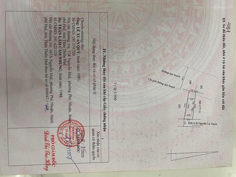 Bán đất tại 26c kiệt 106, Nguyễn Lộ Trạch, Xuân Phú, 2,1 tỷ, 73,2m2, Hot!