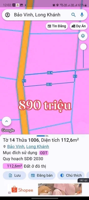 Bán đất nền 110m² Thành Thái Long Khánh 890 triệu