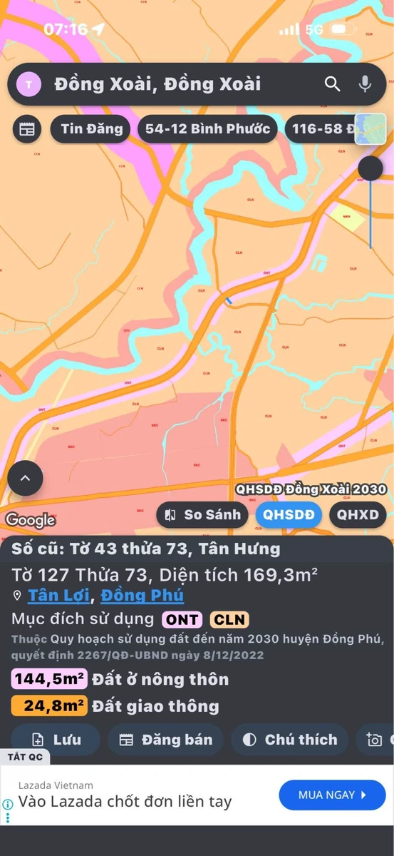 Bán đất 170m² đường 32m Xã Tân Lợi Đồng Nai 400 triệu - Ảnh thu nhỏ 3