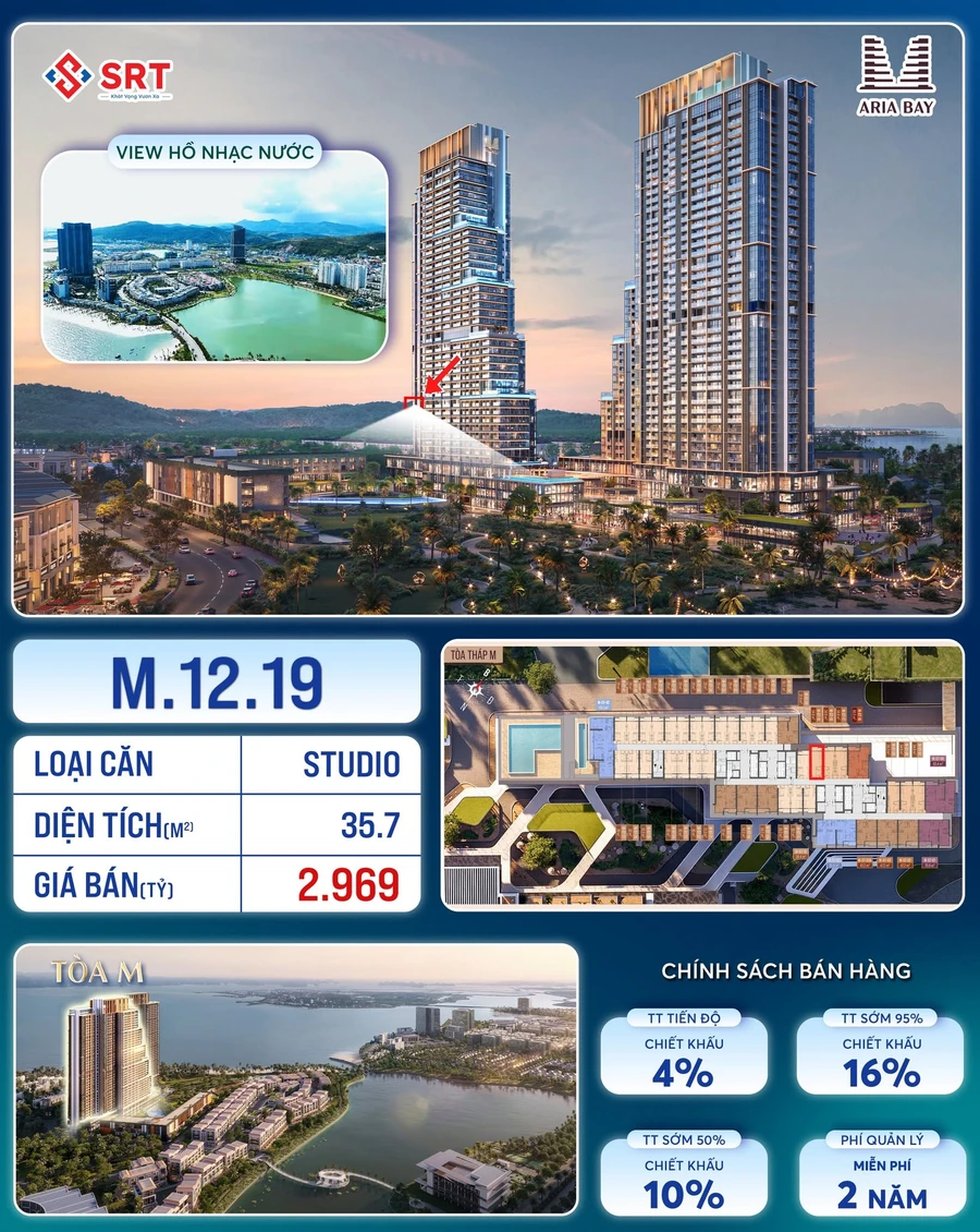 Bán căn studio Aria Bay Hạ Long 35.7m² giá 2.969 tỷ view biển - Ảnh 1