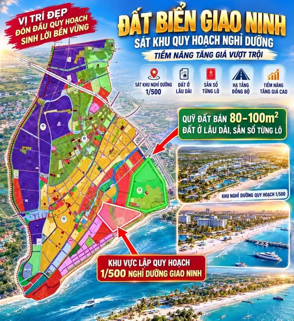 Bán đất biển Quất Lâm 80-100m², 1 tỷ/lô, Ninh Bình