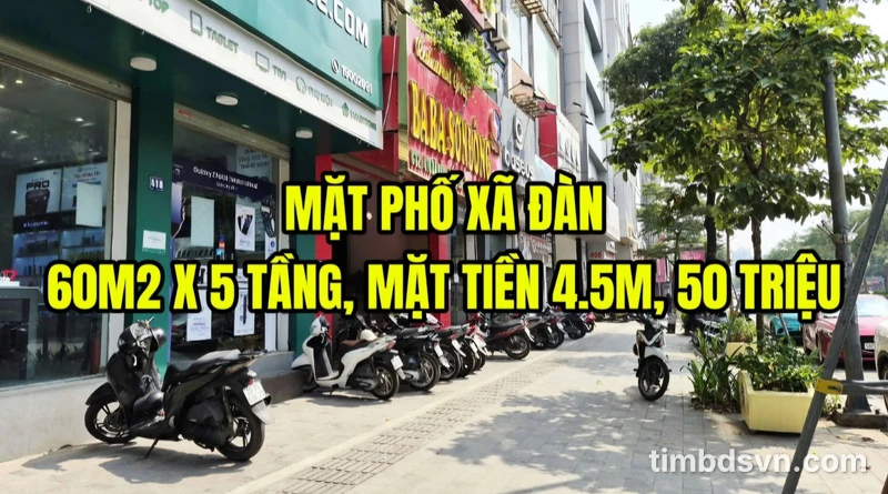 Cho thuê nhà mặt phố Xã Đàn 60m² 5 tầng 50 triệu/tháng