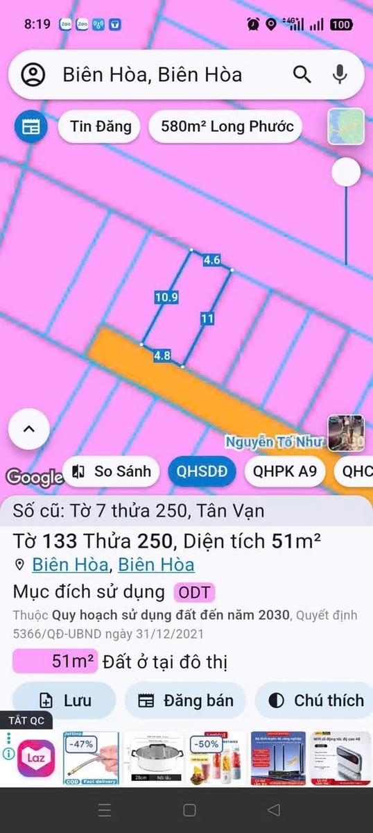 Bán đất 51m2 Tân Vạn, Biên Hoà 1 tỷ 580 - Ảnh thu nhỏ 4