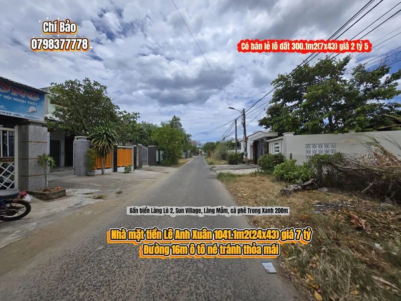Bán đất mặt tiền Lê Anh Xuân 1041m² gần biển, 7 tỷ
