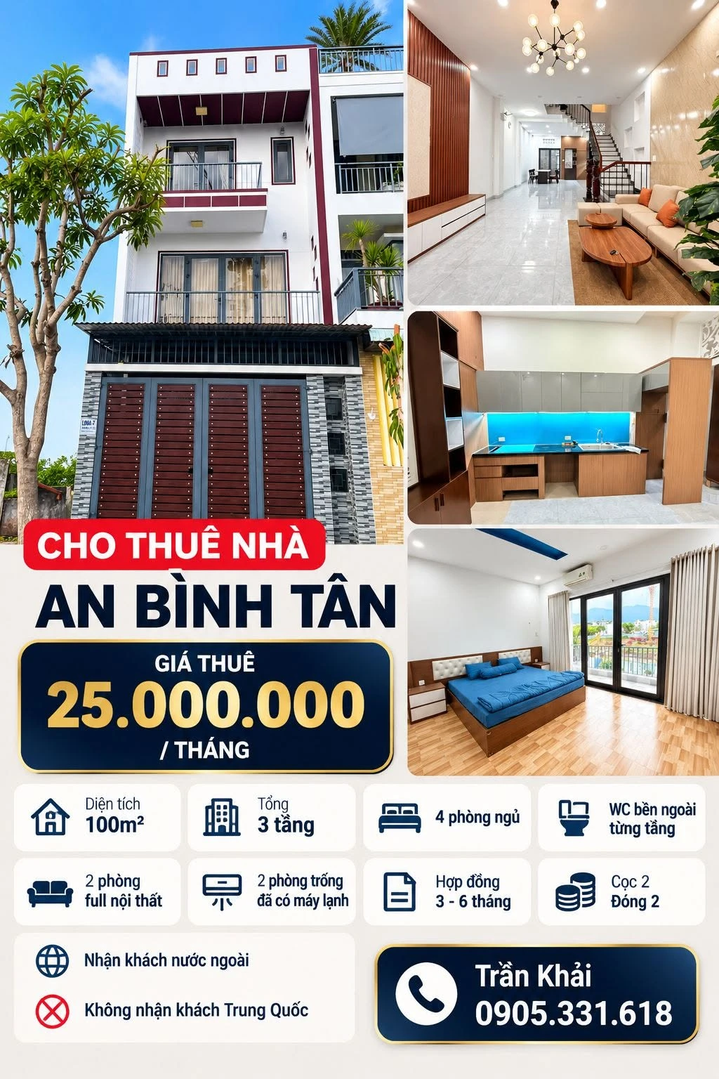 Cho thuê nhà 4PN 100m² tại An Bình Tân, 25 triệu/tháng - Ảnh 1