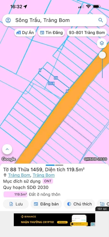 Bán lô đất mặt tiền 120m² Đông Nai giá 1 tỷ 250 triệu