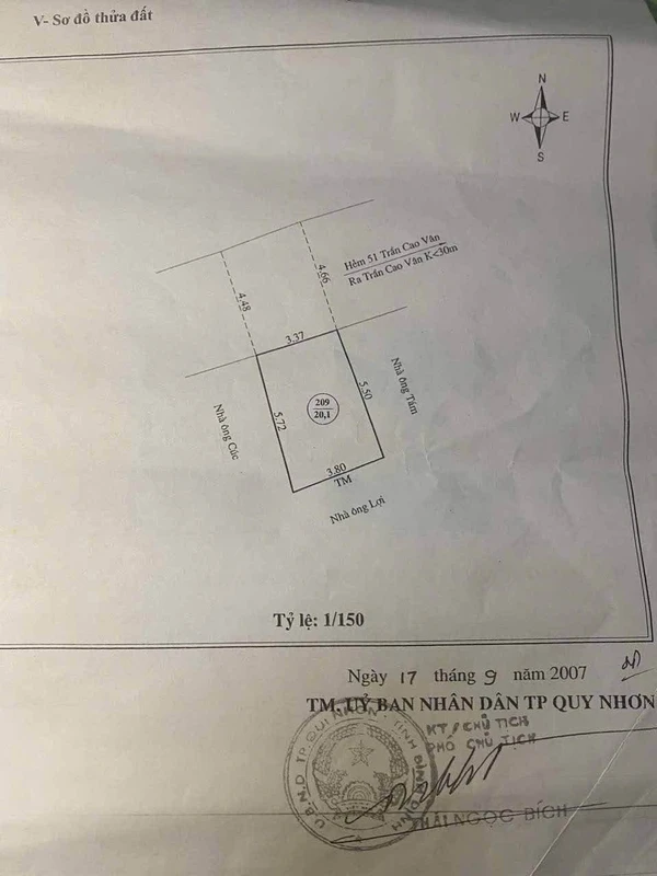 Bán nhà hẻm Trần Cao Vân, 20m², 2PN, Quy Nhơn