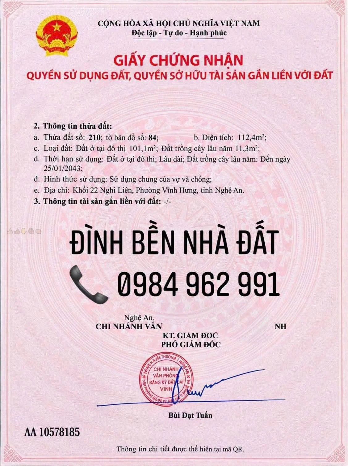 Bán đất Nghi Liên 112m² mặt tiền 5m giá 1 tỷ 9 - Ảnh 1