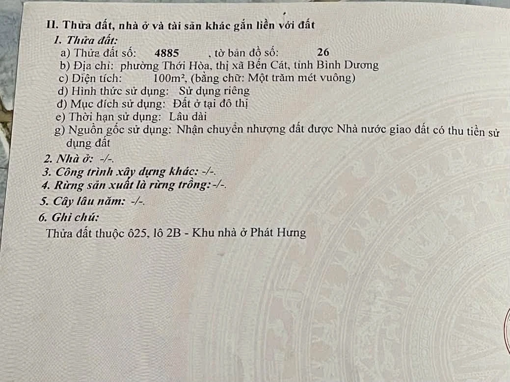 Bán nền 100m² Phát Hưng Thới Hòa, Bình Dương, 1,63 tỷ - Ảnh thu nhỏ 2
