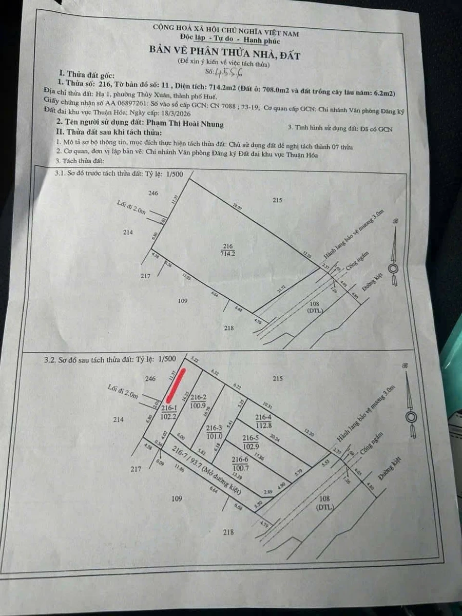 Bán đất 102m² kiệt 82 Quảng Tế, Phường Thủy Xuân, Huế giá 1,78 tỷ - Ảnh thu nhỏ 3