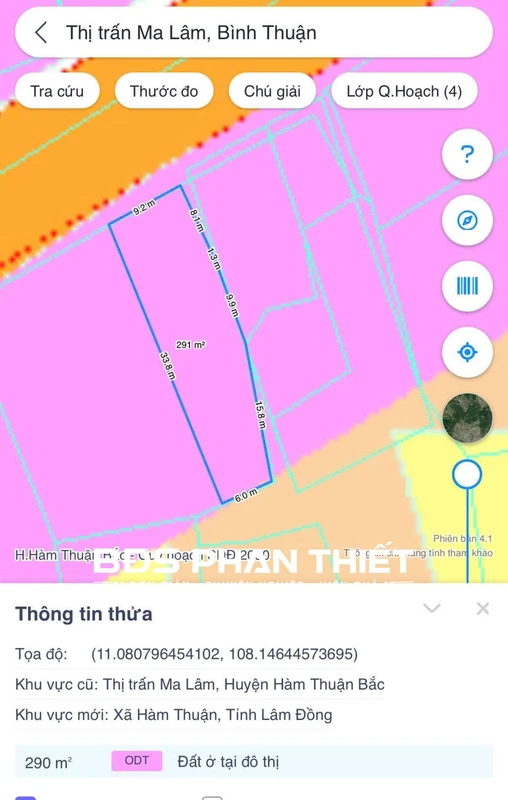 Bán đất mặt tiền Ma Lâm 290,8 m² Phan Thiết 850 triệu