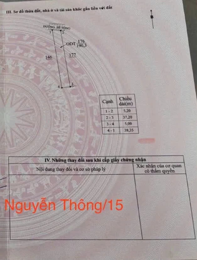 Bán lô đất hẻm Nguyễn Thông 190m2, giá 1 tỷ 5 - Ảnh 1