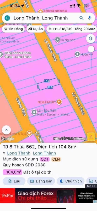 Bán lô đất mặt tiền Lê Thánh Tông 104.8m² Long Thành, Đồng Nai