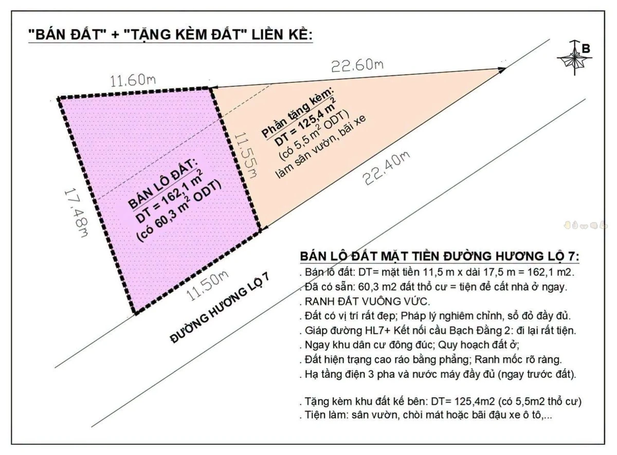 Bán đất mặt tiền Hương Lộ 7, Tân Triều, Đồng Nai, 287,5m², giá 1,55 tỷ - Ảnh thu nhỏ 2