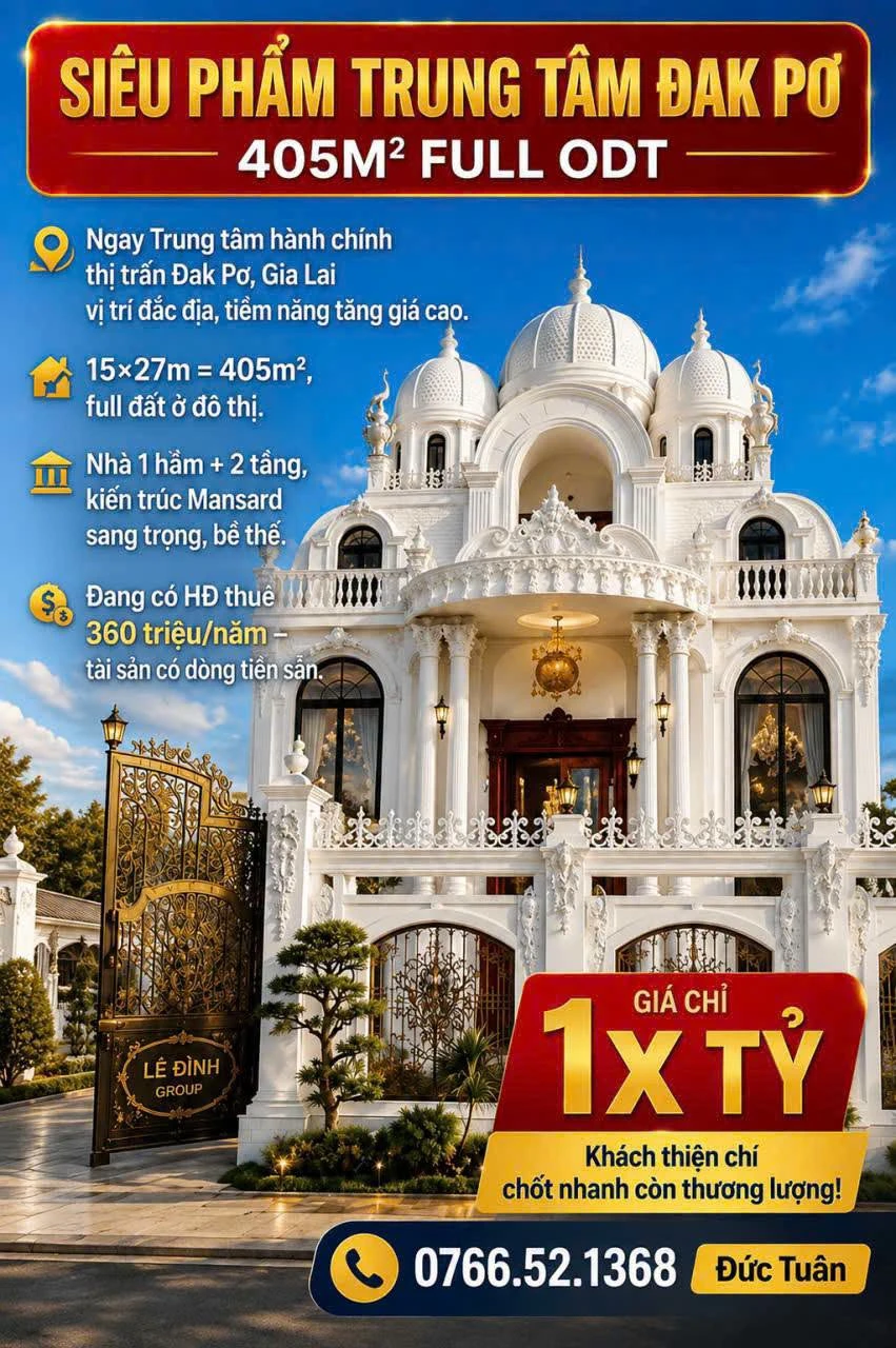 Bán nhà 2 tầng 405m² Đak Pơ, Gia Lai 11 tỷ - Ảnh 1